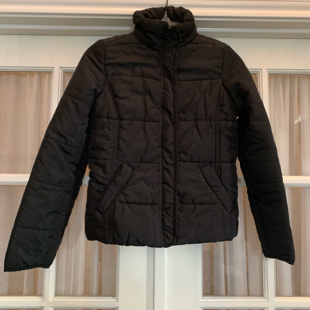 Aeropostale black zip up button heavy puffer coat Size XS